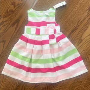 Gymboree Striped Pink and Green Sleeveless Dress 3t